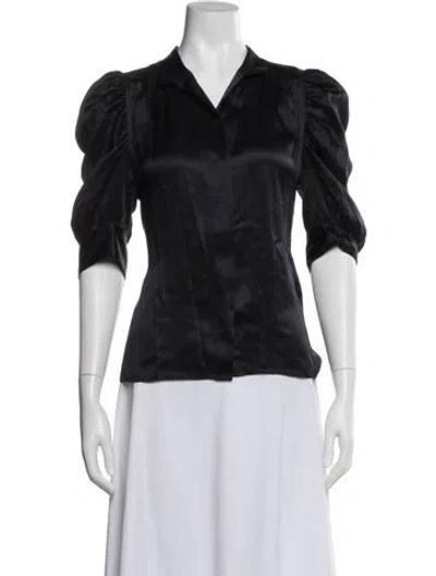 Pre-owned Frame Silk V-neck Blouse In Blue
