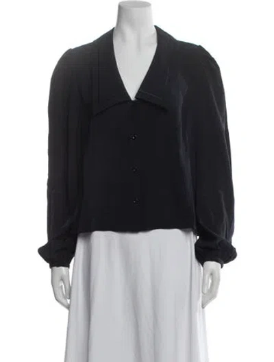 Pre-owned Frame Silk V-neck Blouse In Blue