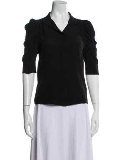 Pre-owned Frame Silk V-neck Blouse In Blue