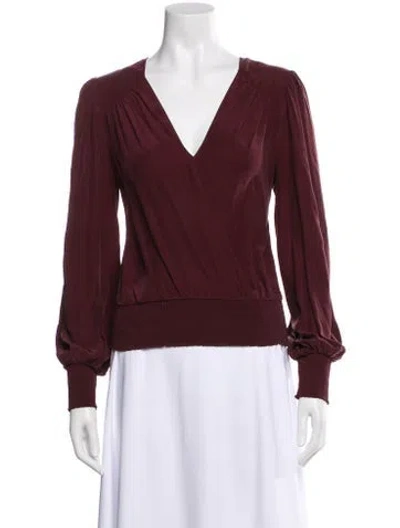 Pre-owned Frame Silk V-neck Blouse In Burgundy