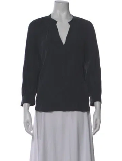 Pre-owned Frame Silk V-neck Blouse In Gray