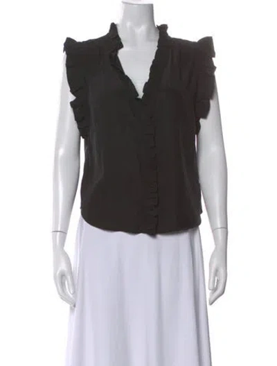 Pre-owned Frame Silk V-neck Blouse In Gray