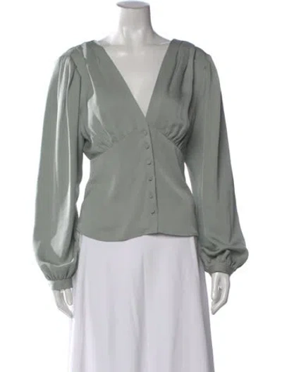 Pre-owned Frame Silk V-neck Blouse In Gray