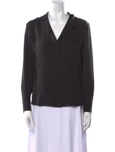 Pre-owned Frame Silk V-neck Blouse In Green