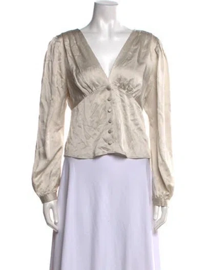 Pre-owned Frame Silk V-neck Blouse In Grey