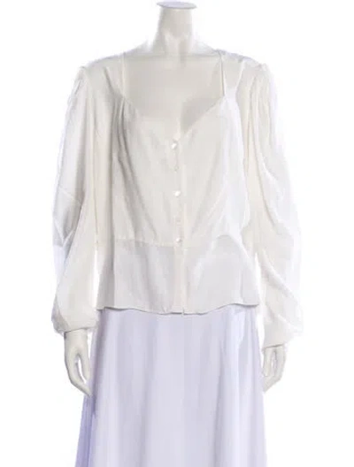Pre-owned Frame Silk V-neck Blouse In Neutral