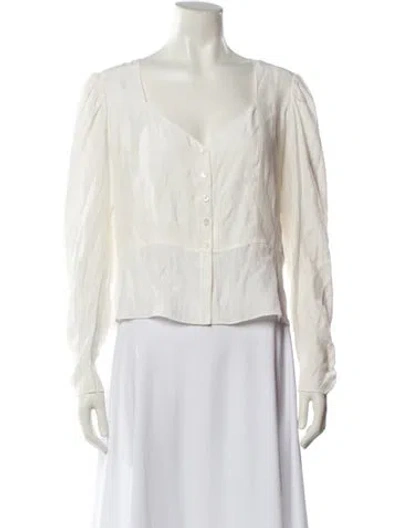 Pre-owned Frame Silk V-neck Blouse In Neutral