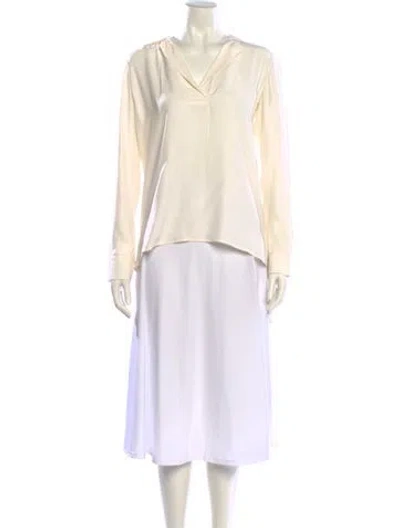 Pre-owned Frame Silk V-neck Blouse In Neutral