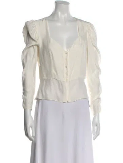 Pre-owned Frame Silk V-neck Blouse In Neutral