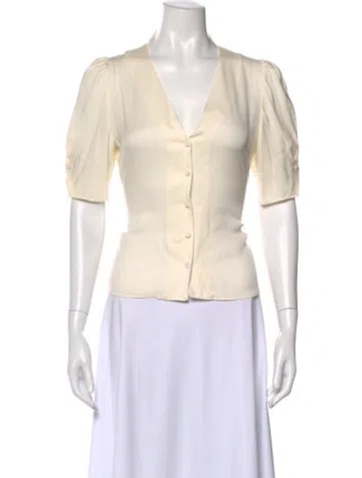 Pre-owned Frame Silk V-neck Blouse In Neutral