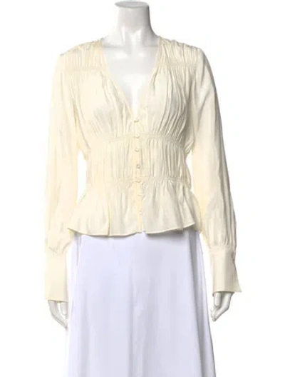 Pre-owned Frame Silk V-neck Blouse In Neutral