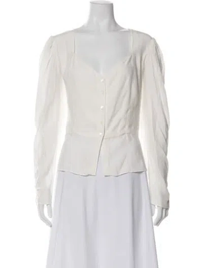 Pre-owned Frame Silk V-neck Blouse In Neutral