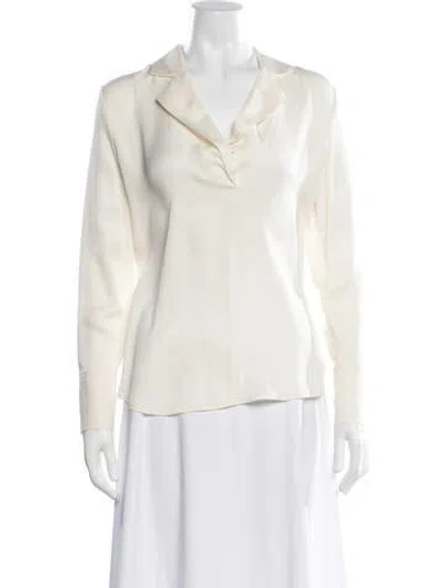 Pre-owned Frame Silk V-neck Blouse In Neutral