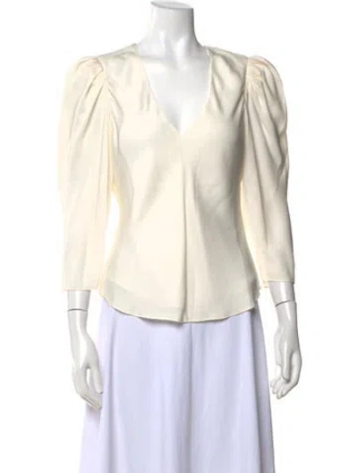 Pre-owned Frame Silk V-neck Blouse In Neutral