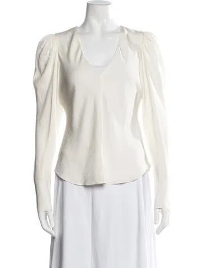 Pre-owned Frame Silk V-neck Blouse In Neutrals