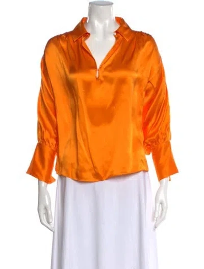 Pre-owned Frame Silk V-neck Blouse In Orange