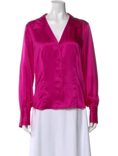 Pre-owned Frame Silk V-neck Blouse In Pink