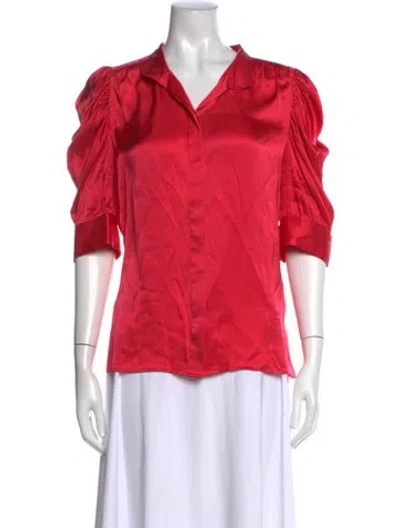 Pre-owned Frame Silk V-neck Blouse In Pink