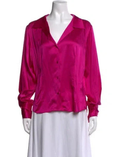 Pre-owned Frame Silk V-neck Blouse In Pink