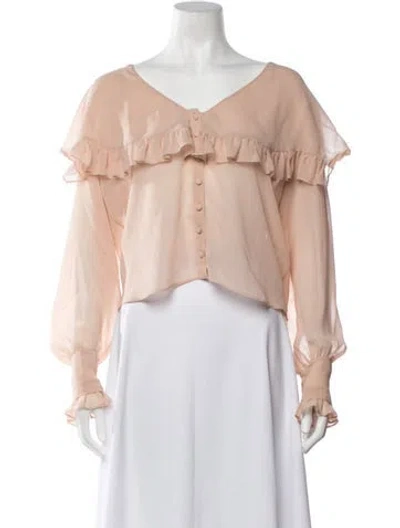 Pre-owned Frame Silk V-neck Blouse In Pink