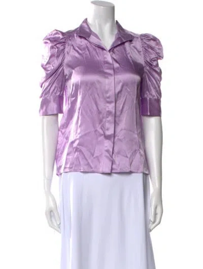Pre-owned Frame Silk V-neck Blouse In Purple