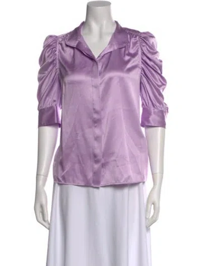 Pre-owned Frame Silk V-neck Blouse In Purple