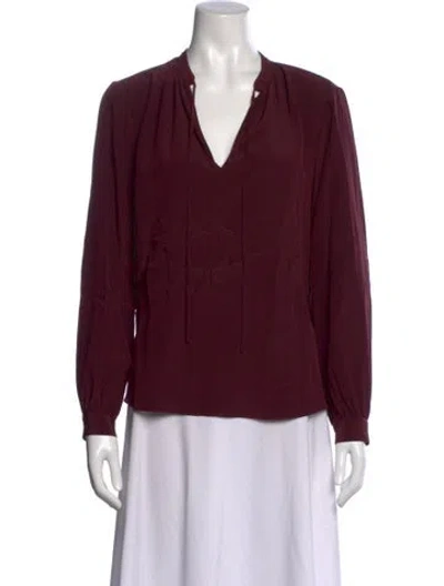 Pre-owned Frame Silk V-neck Blouse In Purple