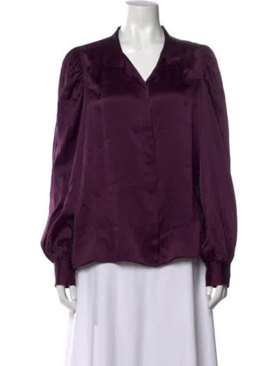 Pre-owned Frame Silk V-neck Blouse In Purple