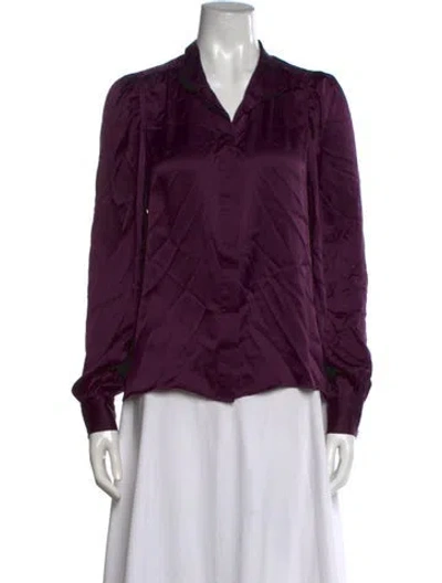 Pre-owned Frame Silk V-neck Blouse In Purple