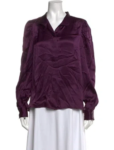 Pre-owned Frame Silk V-neck Blouse In Purple