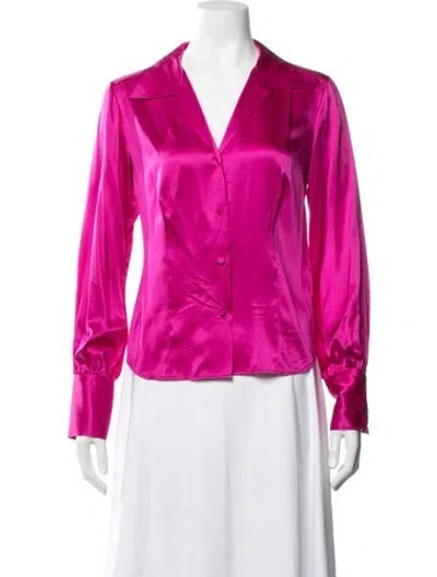 Pre-owned Frame Silk V-neck Blouse In Purple