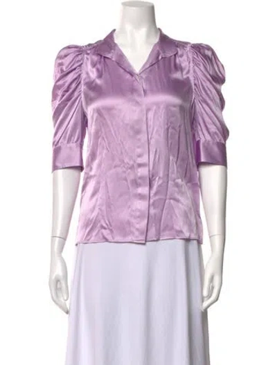 Pre-owned Frame Silk V-neck Blouse In Purple