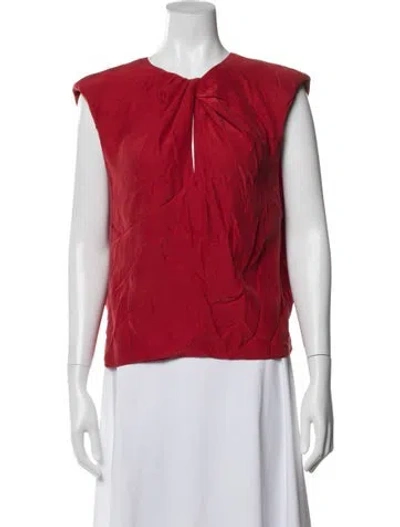 Pre-owned Frame Silk V-neck Blouse In Red