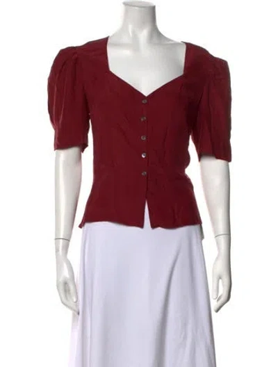 Pre-owned Frame Silk V-neck Blouse In Red