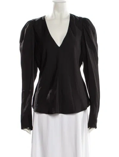 Pre-owned Frame Silk V-neck Blouse W/ Tags In Black