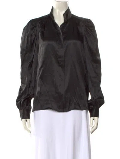Pre-owned Frame Silk V-neck Blouse W/ Tags In Black
