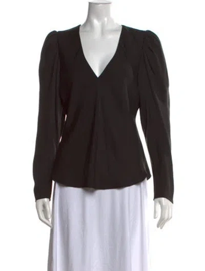 Pre-owned Frame Silk V-neck Blouse W/ Tags In Black