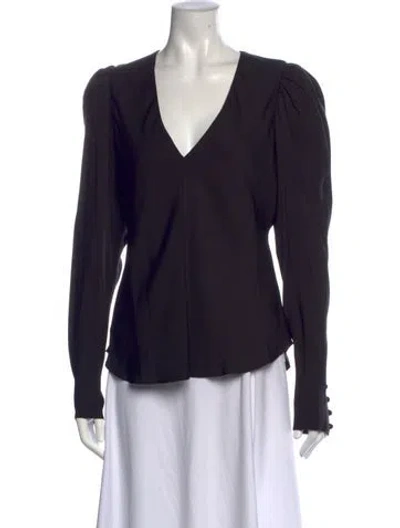 Pre-owned Frame Silk V-neck Blouse W/ Tags In Black