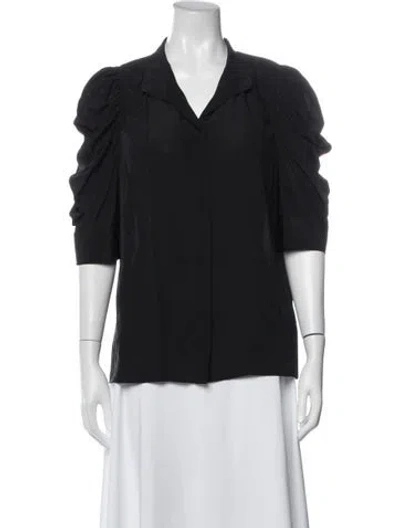 Pre-owned Frame Silk V-neck Blouse W/ Tags In Black