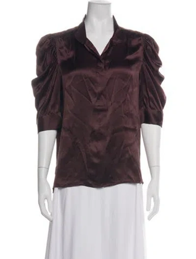 Pre-owned Frame Silk V-neck Blouse W/ Tags In Green