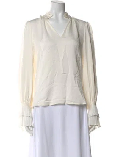 Pre-owned Frame Silk V-neck Blouse W/ Tags In Neutral