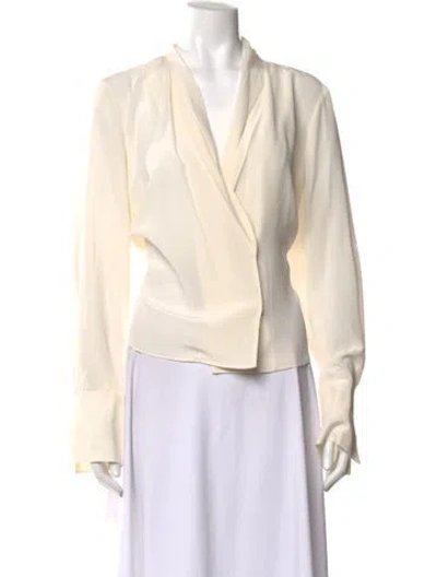 Pre-owned Frame Silk V-neck Blouse W/ Tags In Neutral