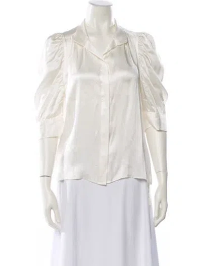 Pre-owned Frame Silk V-neck Blouse In White