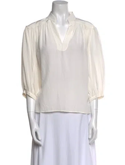 Pre-owned Frame Silk V-neck Blouse In White