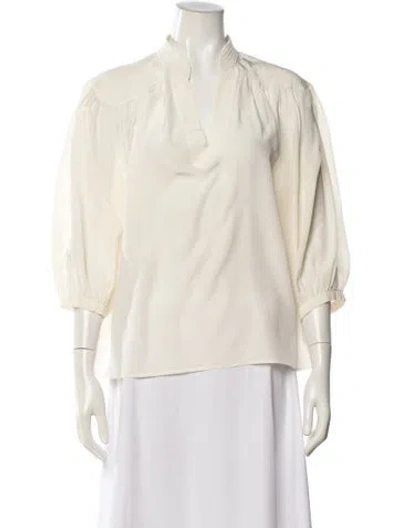 Pre-owned Frame Silk V-neck Blouse In White