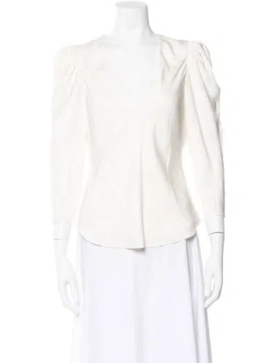 Pre-owned Frame Silk V-neck Blouse In White