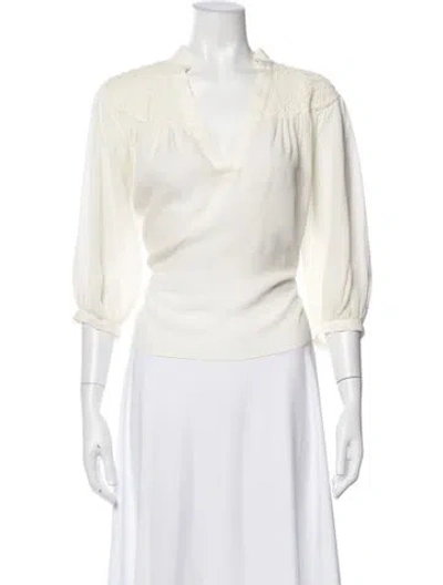 Pre-owned Frame Silk V-neck Blouse In White