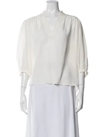 Pre-owned Frame Silk V-neck Blouse In White
