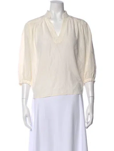 Pre-owned Frame Silk V-neck Blouse In White