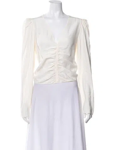 Pre-owned Frame Silk V-neck Blouse In White